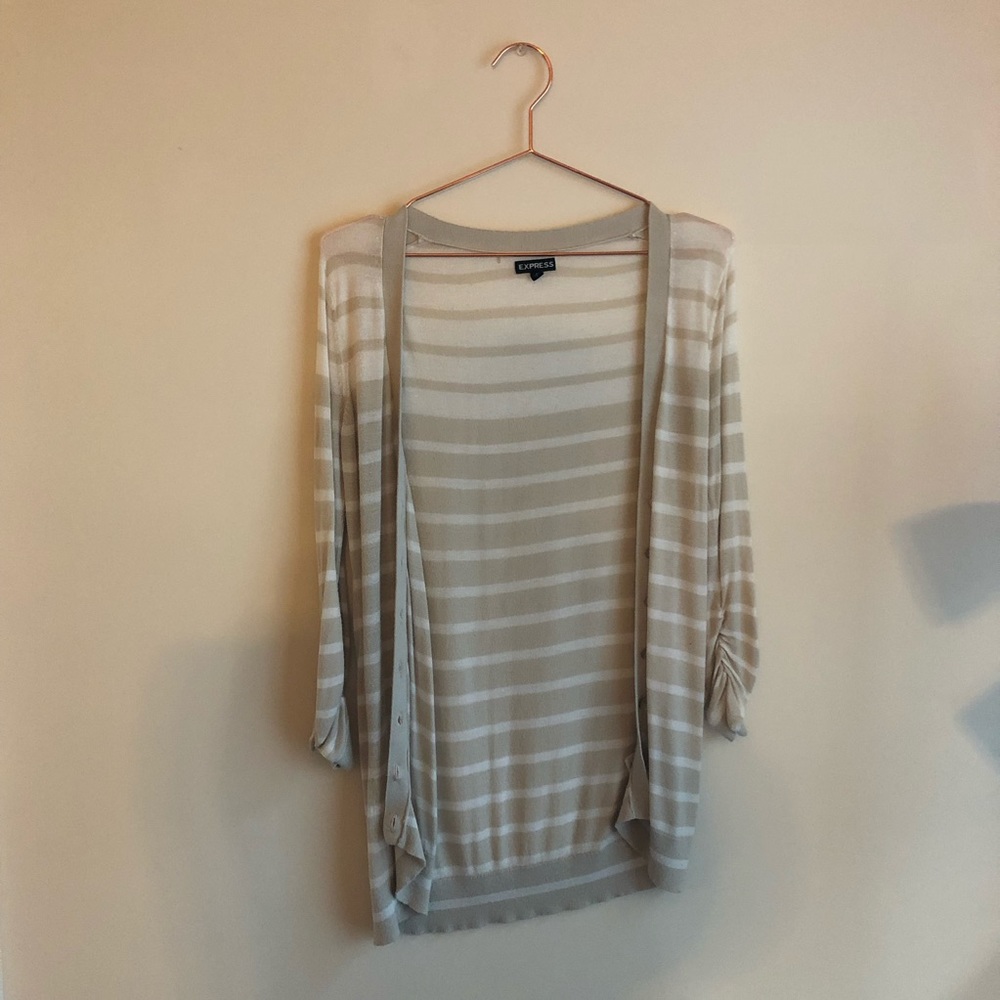 Express tan and white cardigan